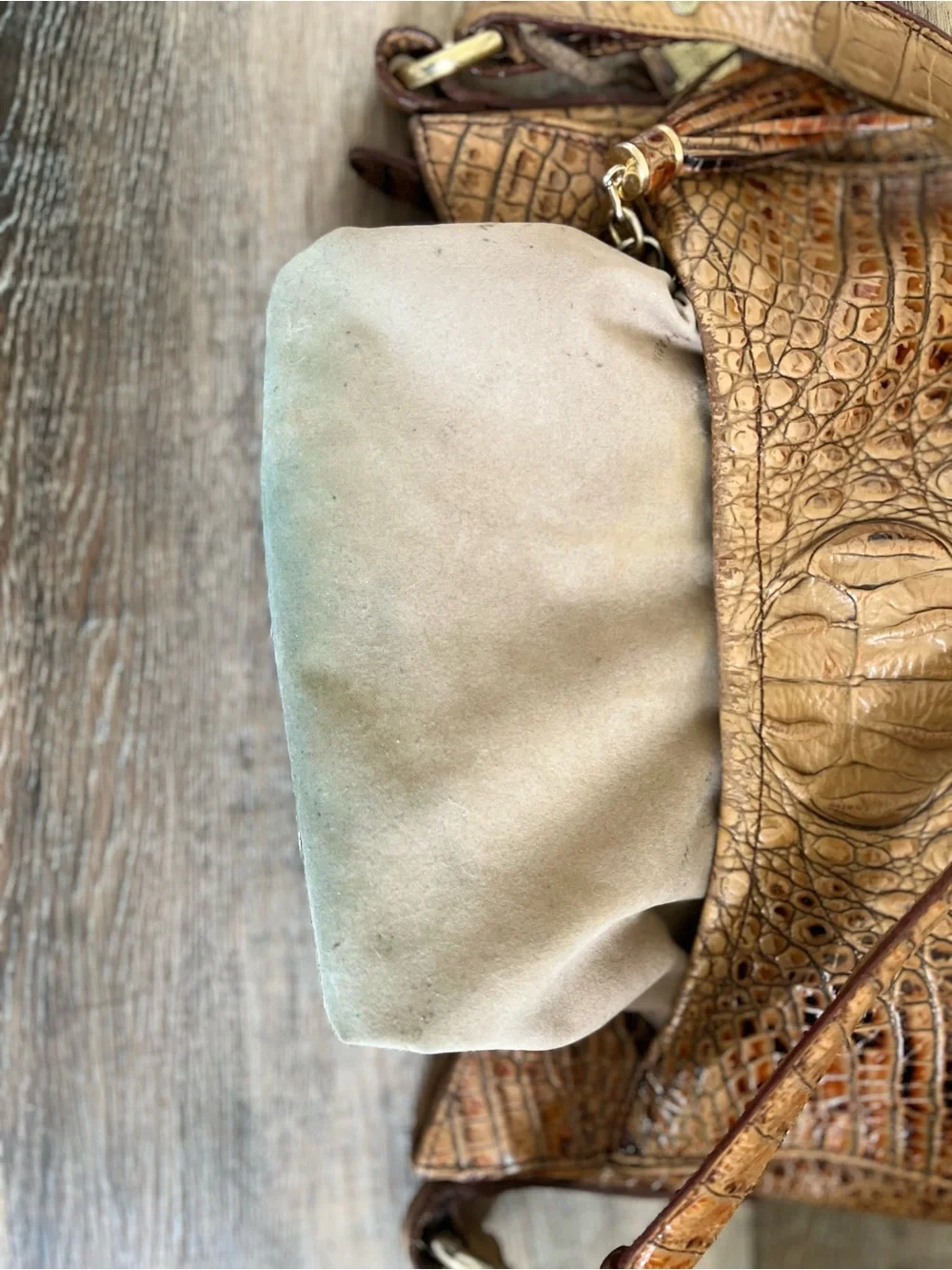 Brahmin Croc-Embossed Leather Hobo Shoulder Bag - READ